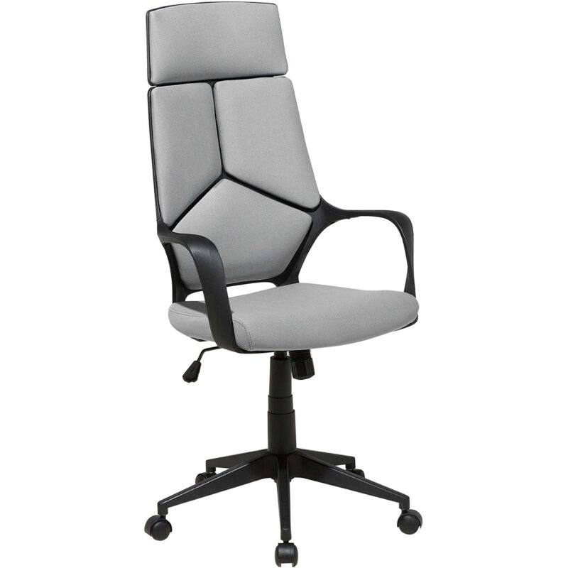 Beliani - Office Desk Chair Swivel Adjustable Height Grey Polyester Black Frame Delight