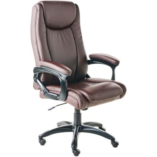 Beliani - Office Executive Chair Seat Adjustment Tilt Thick Padding Faux Leather Dark Brown Graceful