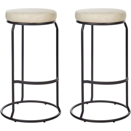 Beliani - Set of 2 Bar Stools Faux Leather Kitchen Island Counter Chair Light Beige Milroy