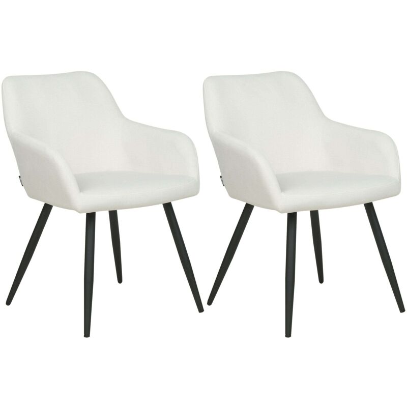 Beliani - Set of 2 Chairs Velvet Seats Metal Legs for Dining Room Kitchen Off-White Casmalia