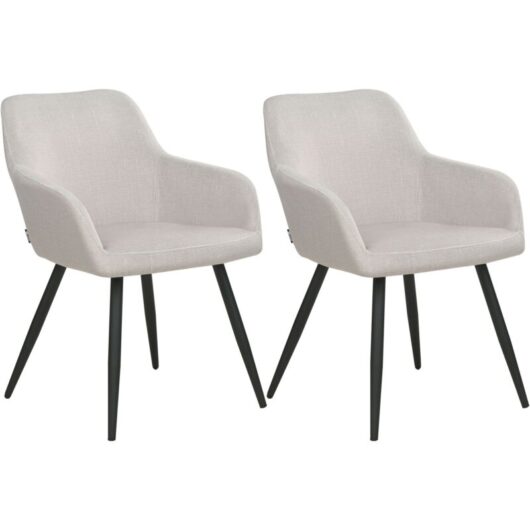 Beliani - Set of 2 Chairs Velvet Seats Metal Legs for Dining Room Kitchen Taupe Casmalia