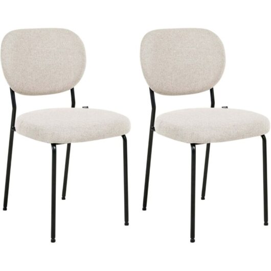 Beliani - Set of 2 Dining Chairs Armless Scandinavian Design Easy Clean Upholstery Light Beige Loleta