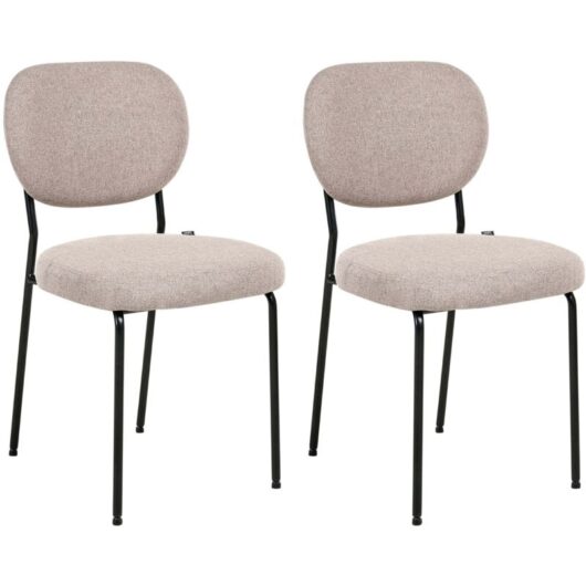 Beliani - Set of 2 Dining Chairs Armless Scandinavian Design Easy Clean Upholstery Light Brown Loleta