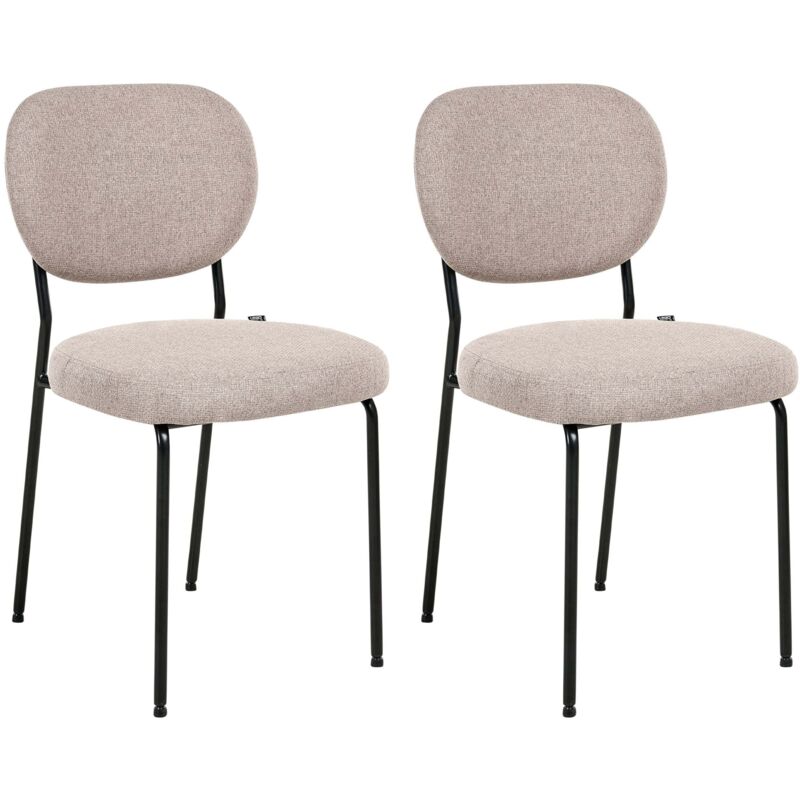 Beliani - Set of 2 Dining Chairs Armless Scandinavian Design Easy Clean Upholstery Light Brown Loleta