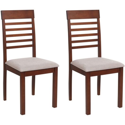 Beliani - Set of 2 Dining Chairs Upholstered Dark Wood Taupe Ortley