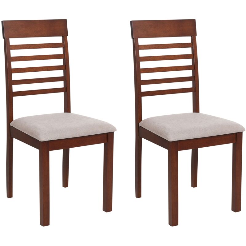 Beliani - Set of 2 Dining Chairs Upholstered Dark Wood Taupe Ortley