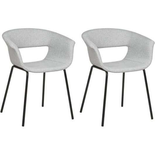 Beliani - Set of 2 Modern Chairs Upholstered Seats Metal Legs for Dining Room Kitchen Grey Elma
