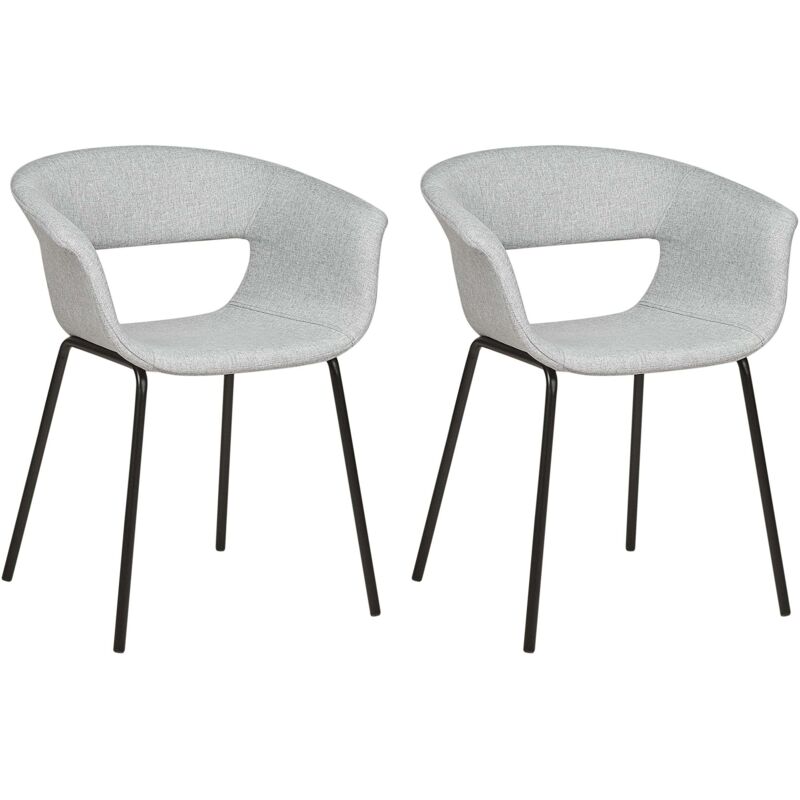 Beliani - Set of 2 Modern Chairs Upholstered Seats Metal Legs for Dining Room Kitchen Grey Elma