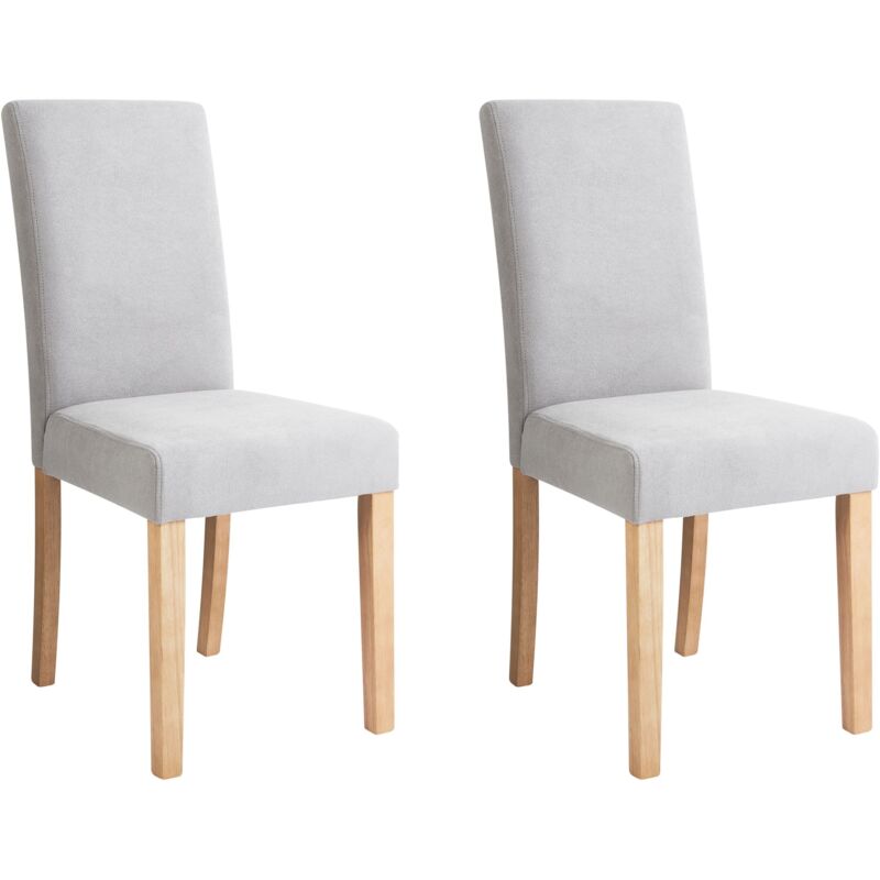 Beliani - Set of 2 Modern Fabric Dining Chairs Linen Solid Wood Legs Grey Broadway