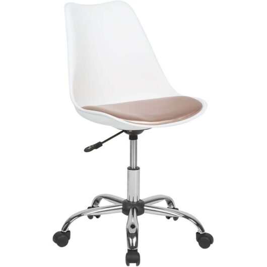 Beliani - Swivel Chair Padded Seat Height Adjustable Desk Chair Leather Gold Dakota ii