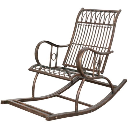 Biscottini - Wrought iron swing Rocking chair with armrests Garden armchair Metal deckchair Outdoor chair 127x64x90 cm