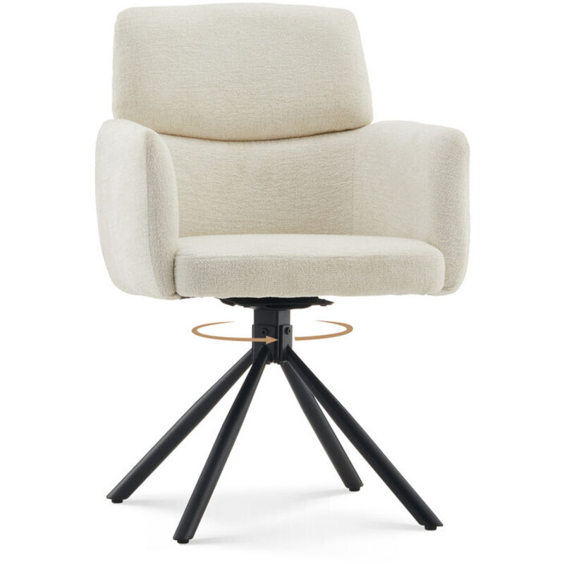 CLIPOP 1PC Chenille Swivel Living Room Armchair, 360 Rotating Base Tub Chair Luxurious with Padded Seat for Dining Room Bedroom Vanity Breakfast Beige