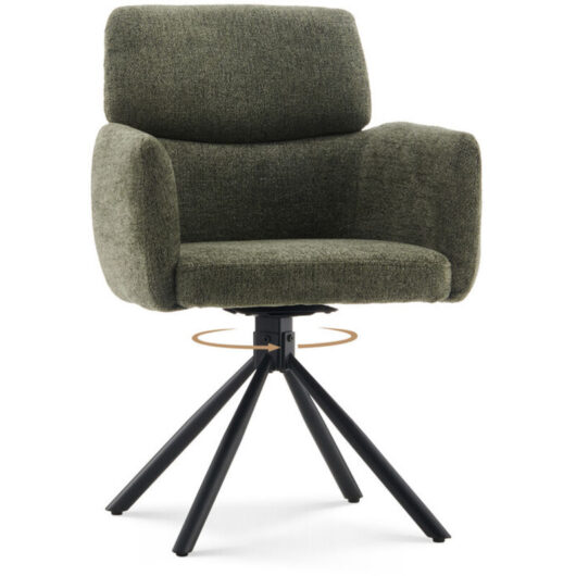 CLIPOP 1PC Chenille Swivel Living Room Armchair, 360 Rotating Base Tub Chair Luxurious with Padded Seat for Dining Room Bedroom Vanity Breakfast Green