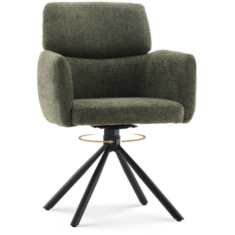 CLIPOP 1PC Chenille Swivel Living Room Armchair, 360 Rotating Base Tub Chair Luxurious with Padded Seat for Dining Room Bedroom Vanity Breakfast Green