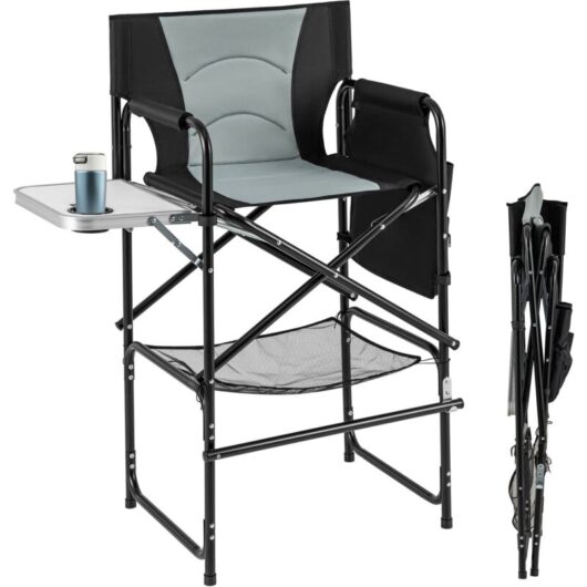 COSTWAY 116 cm Tall Directors Chair Folding Makeup Artist Chair w/Footrest