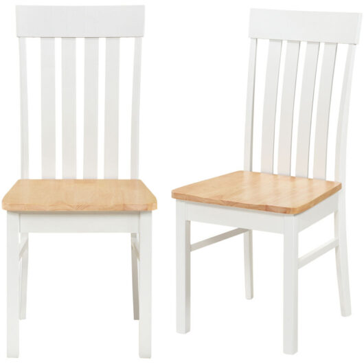COSTWAY Dining Chairs Set of 2 Dining Room Chairs w/Hollowed Backrests-Natural