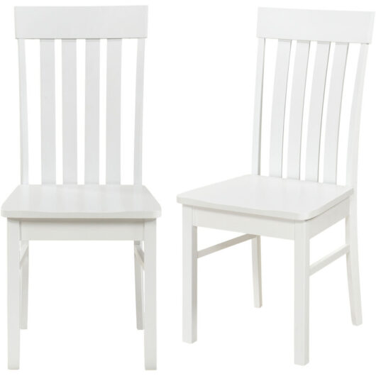 COSTWAY Dining Chairs Set of 2 Dining Room Chairs with Hollowed Backrests-White