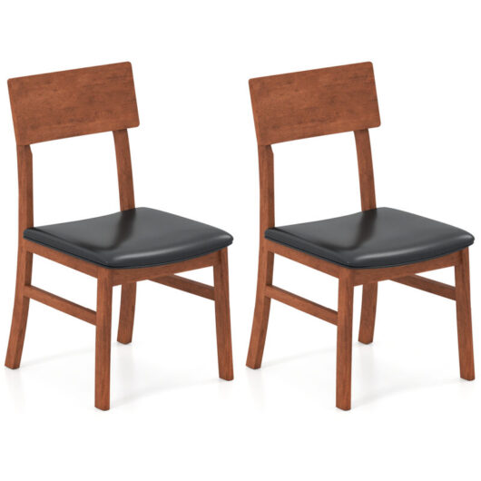 COSTWAY Modern Dining Chair Set of 2 Wooden Kitchen Chair-Black
