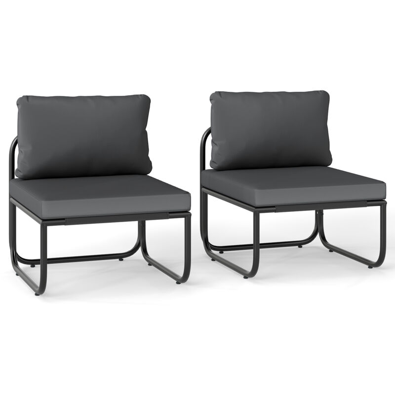 COSTWAY Patio Chairs Set of 2 Outdoor Chairs with Removable Cushions-Grey