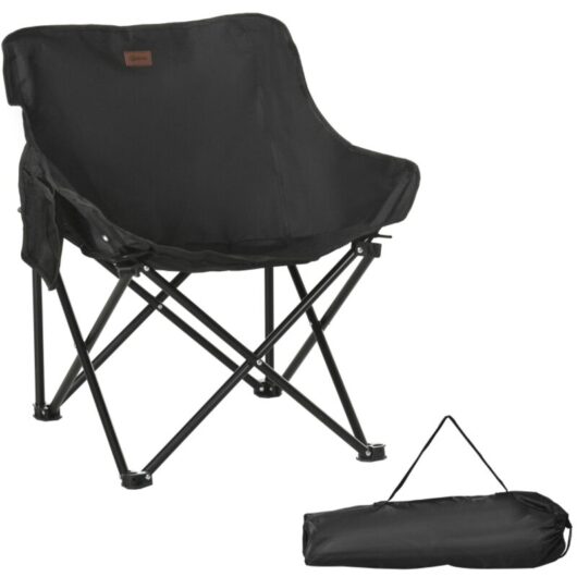 Camping Chair, Lightweight Folding Chair with Carrying Bag and Storage Pocket, Perfect for Festivals, Fishing, Beach and Hiking, Black