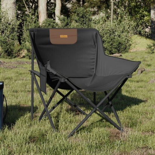 Camping Chairs with Pocket Foldable 2 pcs Black vidaXL