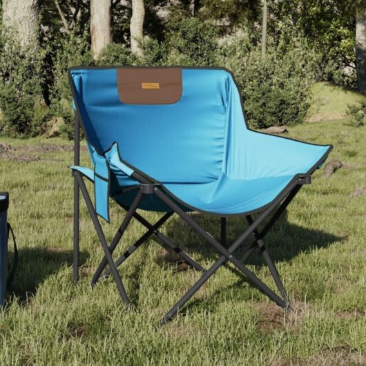 Camping Chairs with Pocket Foldable 2 pcs Bright Blue vidaXL