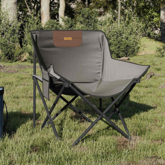 Camping Chairs with Pocket Foldable 2 pcs Grey vidaXL
