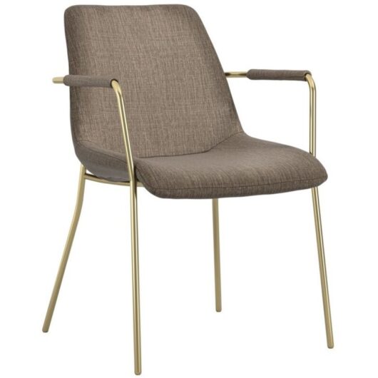 Carlo Arms Dining Chair (Pack of 2) - Textured Velvet/Metal - L56.5 x W83 x H60.5 cm - Taupe