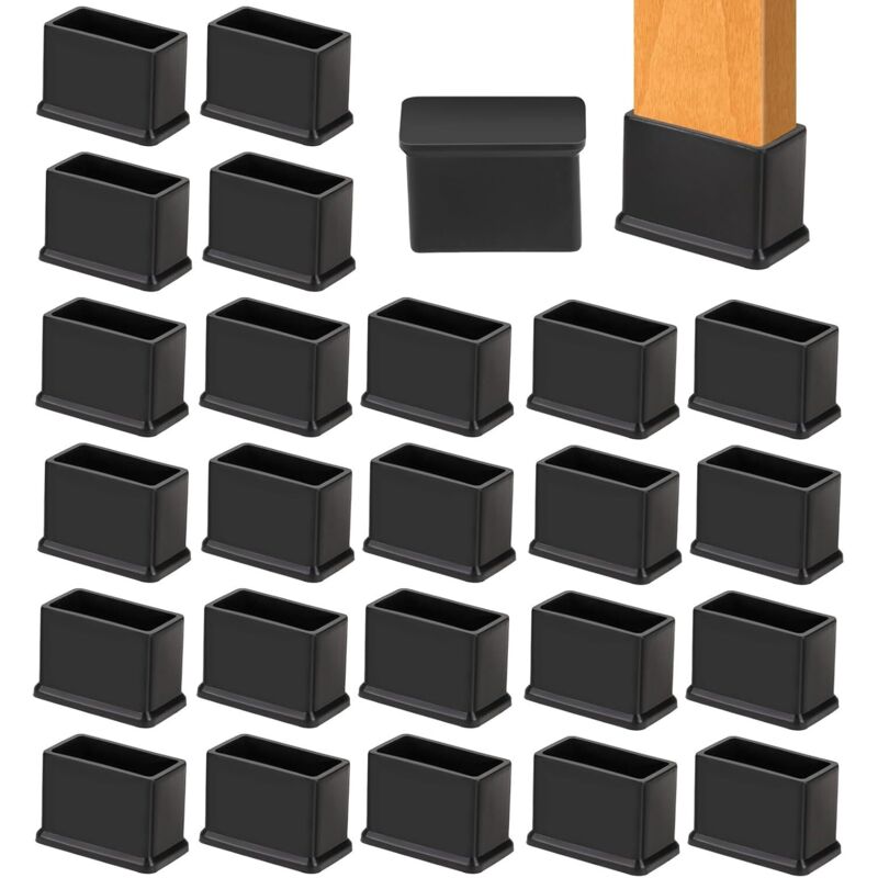 Ccykxa - 24Pcs Thick Rectangle Rubber Chair Leg Caps pvc Chair Leg Protectors Reduce Noise and Scratches 15x30mm