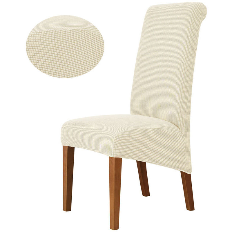Chair Cover (Beige) 2 Pieces - XL Dining Room Jacquard Stretchable XL Removable Washable Universal Chair Cover Chair Protector for Wedding, Kitchen,