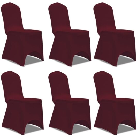 Chair Cover Stretch Burgundy 6 pcs Vidaxl