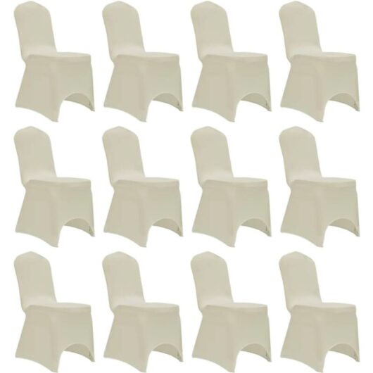 Chair Cover Stretch Cream 12 pcs vidaXL