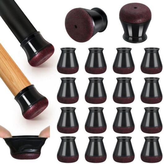 Chair Leg Protectors, Silicone Chair Pads with Thickened Felt, 16 Pieces Black Small Chair Pads Floor Protectors, Reduce Scratches