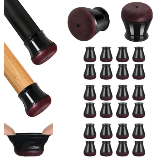 Chair Leg Protectors, Silicone Chair Pads with Thickened Felt, 24 Pieces Black Small Chair Pads Floor Protectors, Reduce Scratches