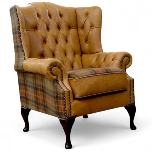 Chesterfield Ludlow High Back Wing Chair Old English Tan And Vintage Caramel Wool