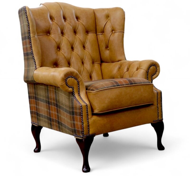 Chesterfield Ludlow High Back Wing Chair Old English Tan And Vintage Caramel Wool