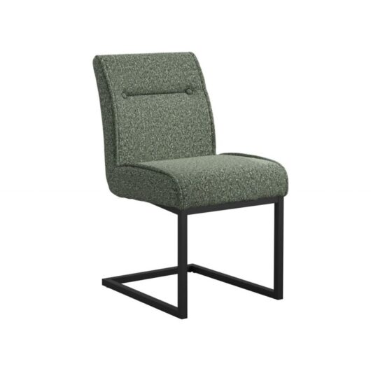 Cleaver Dining Chair (Pack of 2) - Tweed/Metal - L62 x W48 x H90 cm - Desert Sage/Black - Partially Assembled