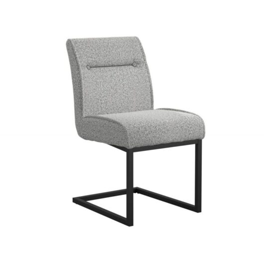 Cleaver Dining Chair (Pack of 2) - Tweed/Metal - L65 x W48 x H90 cm - Smoked Pearl/Black - Partially Assembled