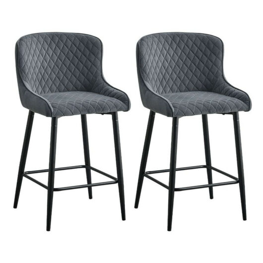 Clipop - Dining Chair, 2X Velvet Upholstered Kitchen Leisure Chairs Soft Padded Accent Chair,Grey