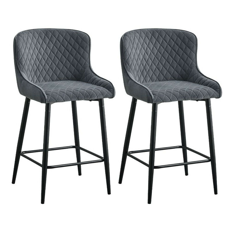 Clipop - Dining Chair, 2X Velvet Upholstered Kitchen Leisure Chairs Soft Padded Accent Chair,Grey