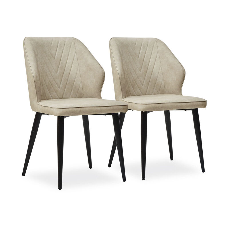 Clipop - Dining Chairs Set of 2 Faux Leather Upholstered Kitchen Chairs with Backrest and Metal Legs Lounge Reception Chair for Living Room Bedroom