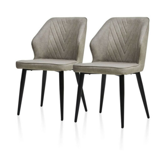 Clipop - Faux Leather Dining Chairs 2X with Backrests and Metal Legs Light Grey