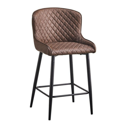 Clipop - Faux Leather Kitchen Leisure Chairs Soft Padded Accent Chair with Metal Legs 2X , Brown