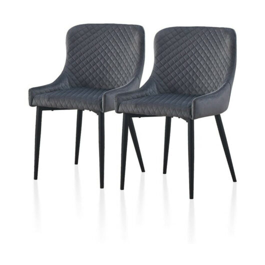 Clipop - Velvet Dining Chairs 2X Upholstered Kitchen Leisure Chairs with Metal Legs Accent Chair,Grey