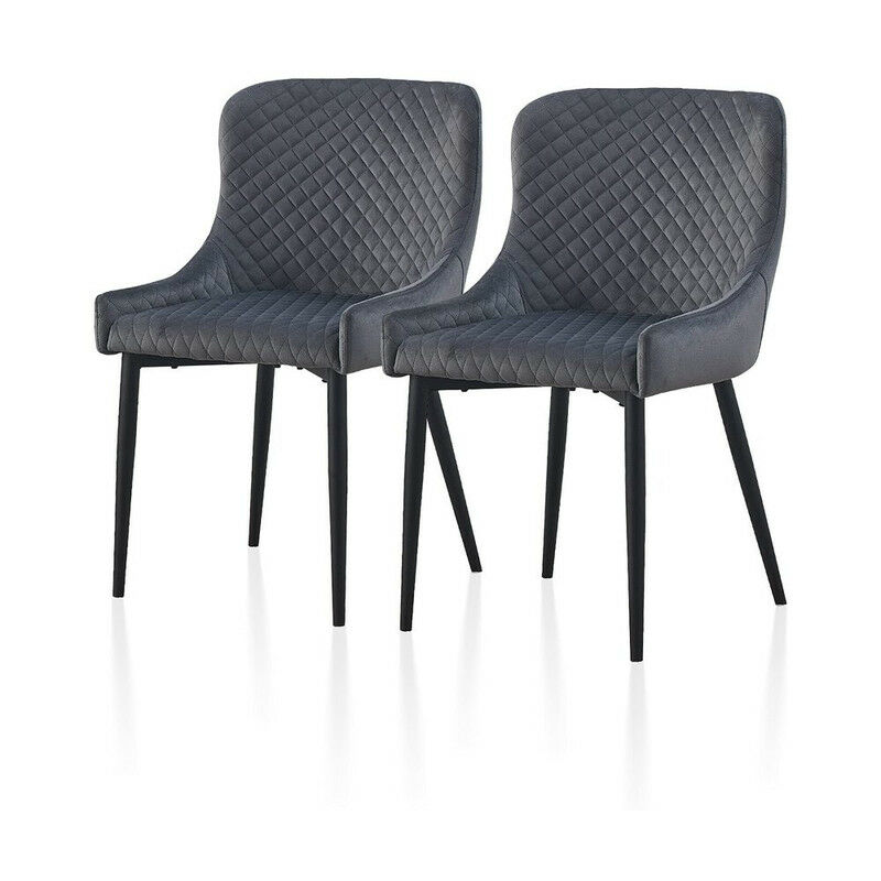 Clipop - Velvet Dining Chairs 2X Upholstered Kitchen Leisure Chairs with Metal Legs Accent Chair,Grey