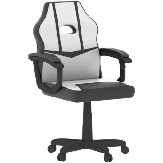 Comet Gaming Chair Office Faux Leather Computer Desk Recliner Swivel Seat, White-&-Black