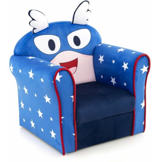 Costway - Kids Sofa Children Armrest Upholstered Chair Cute Pattern Armchair Solid Frame