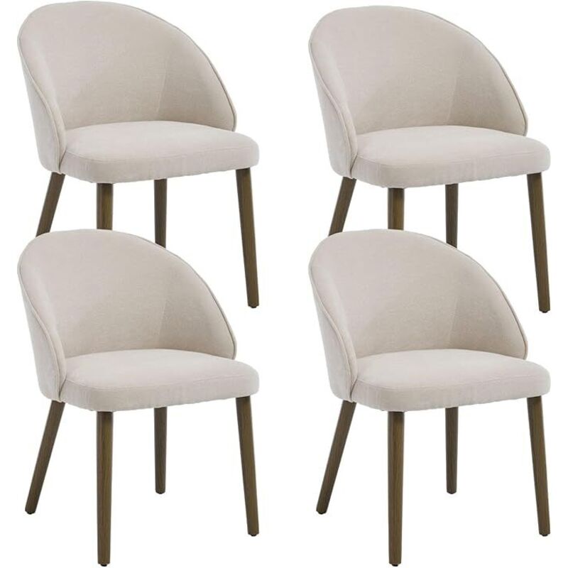 DAYALANE Dining Chairs 4Pcs in Chenille Padded Retro Rustic Chairs Vintage Kitchen Chairs with Wood Legs for Living Room Restaurant, Beige