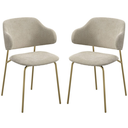 Dekalb Wheat Fabric Dining Chairs In Pair