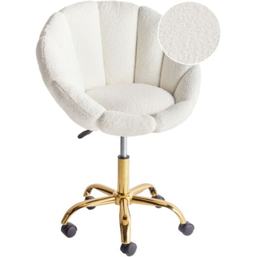 Desk Chair ANNABELLE Boucle White